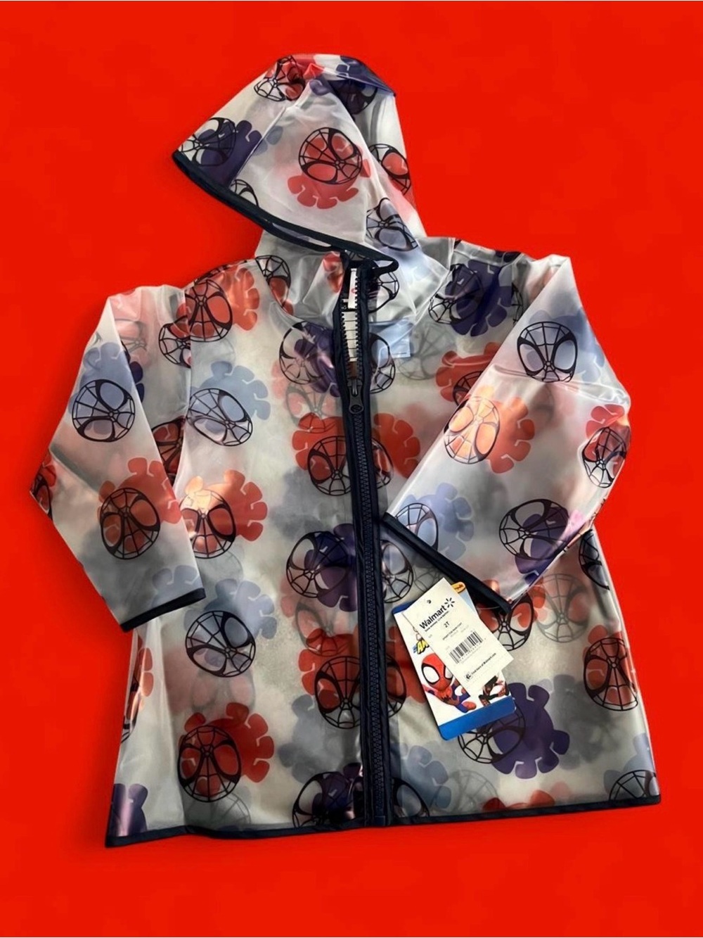 Spider-Man Clear Hooded Raincoat / Rain Jacket (2T) NWT